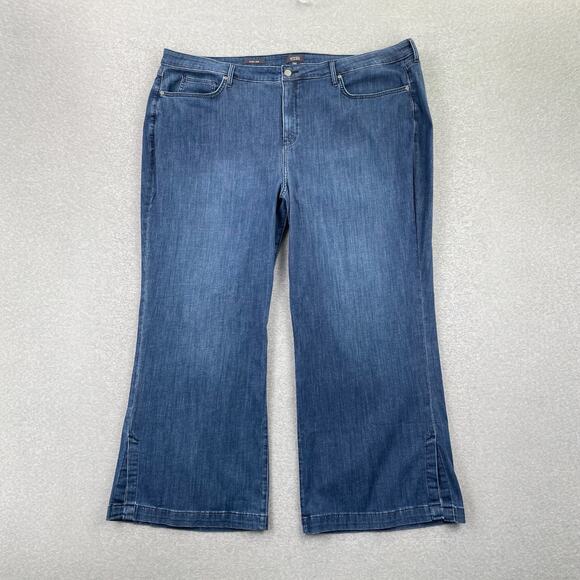NYDJ Plus Jeans 26W Blue Teresa Wide Leg High Rise Ankle LiftTuck Split Hems - Picture 1 of 16